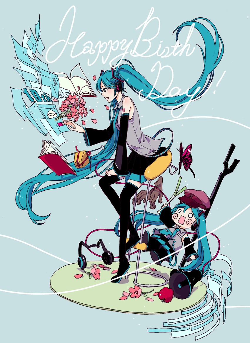 hatsune miku and hachune miku (vocaloid and 5 more) drawn by hasha