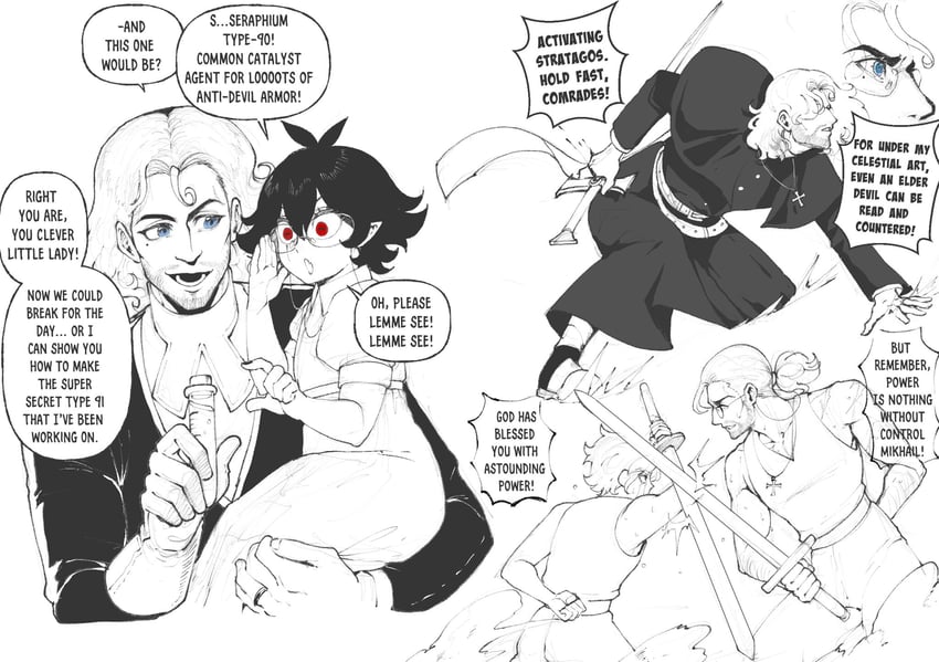 sister almonde, mikhail, and claudius (original and 1 more) drawn by nyantcha