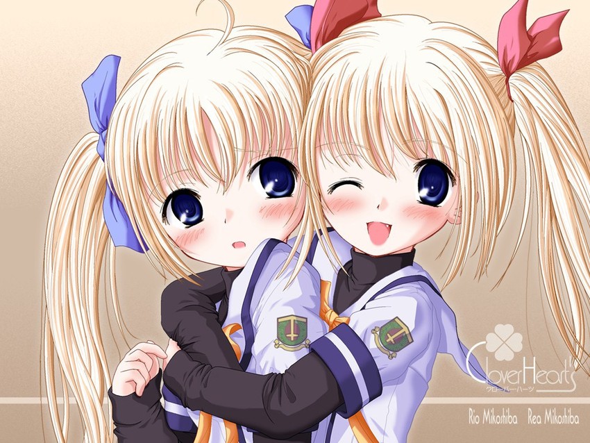 mikoshiba rea and mikoshiba rio (clover heart's) drawn by nimura_yuuji