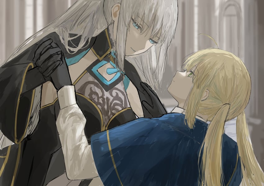 artoria pendragon, morgan le fay, and artoria caster (fate and 1 more) drawn by rurubusandayo
