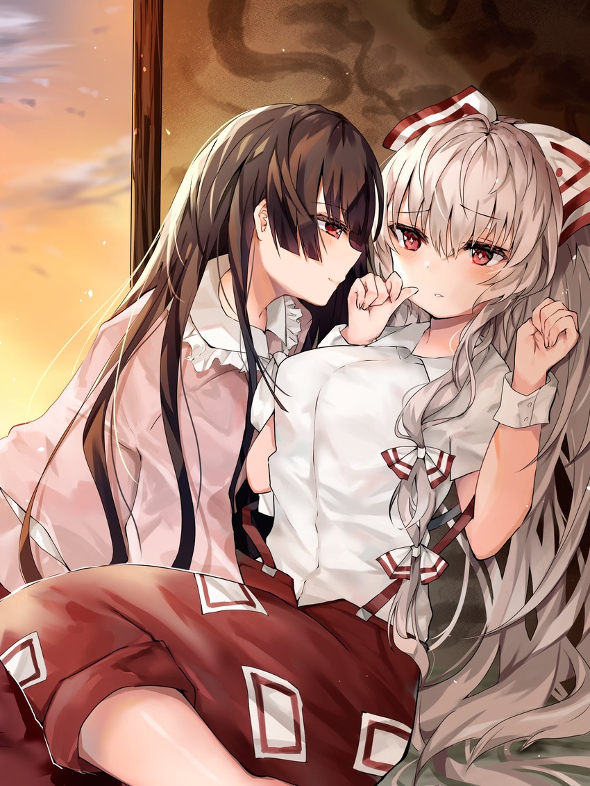 fujiwara no mokou and houraisan kaguya (touhou) drawn by hiiro60