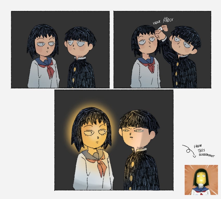 kageyama shigeo and kurata tome (mob psycho 100) drawn by cutystuffy
