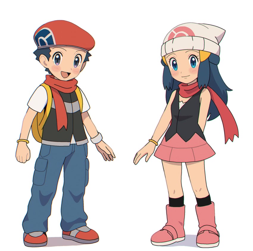 dawn and lucas (pokemon and 1 more) drawn by nakikot_t