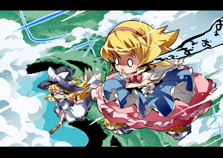 kirisame marisa, alice margatroid, and shanghai doll (touhou) drawn by nyuusankin