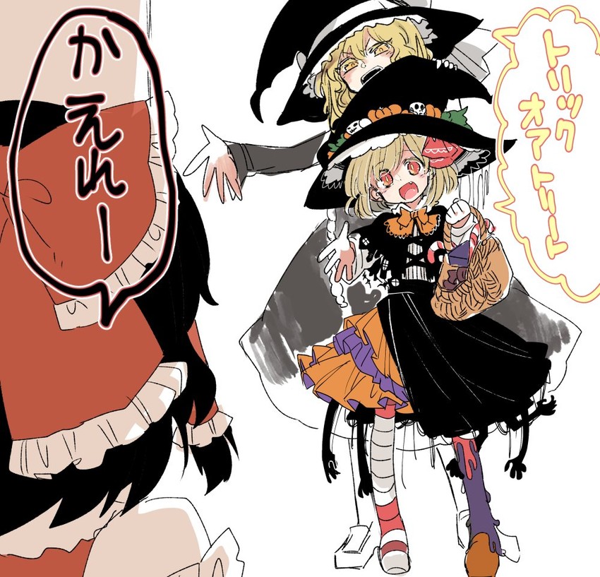 hakurei reimu, kirisame marisa, and rumia (touhou) drawn by ocha_(kinnkonnsousai)