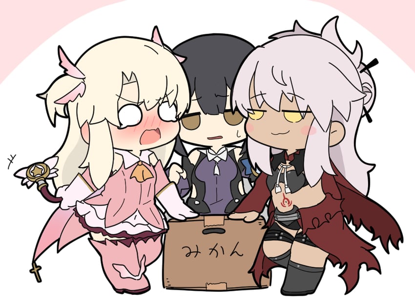 illyasviel von einzbern, chloe von einzbern, miyu edelfelt, prisma illya, magical ruby, and 1 more (fate and 1 more) drawn by nyaru_(nyaru_4126)