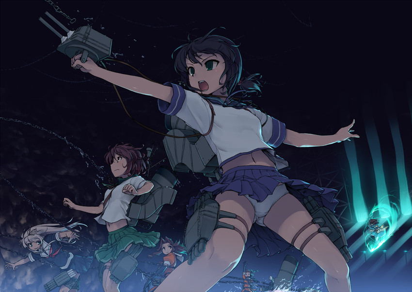 yuudachi, fubuki, sendai, naka, jintsuu, and 1 more (kantai collection) drawn by ebizome