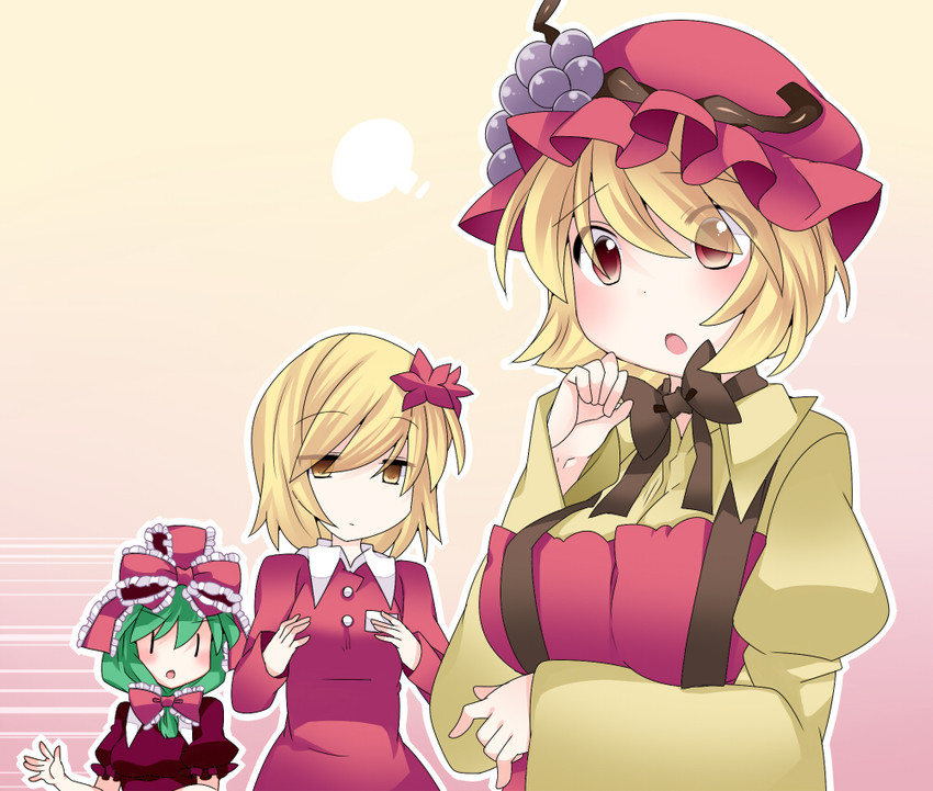 kagiyama hina, aki minoriko, and aki shizuha (touhou) drawn by hammer_(sunset_beach)