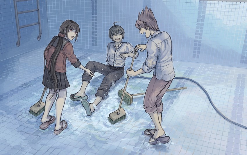 saihara shuichi, harukawa maki, and momota kaito (danganronpa and 1 more) drawn by kudo_(kddrv3)