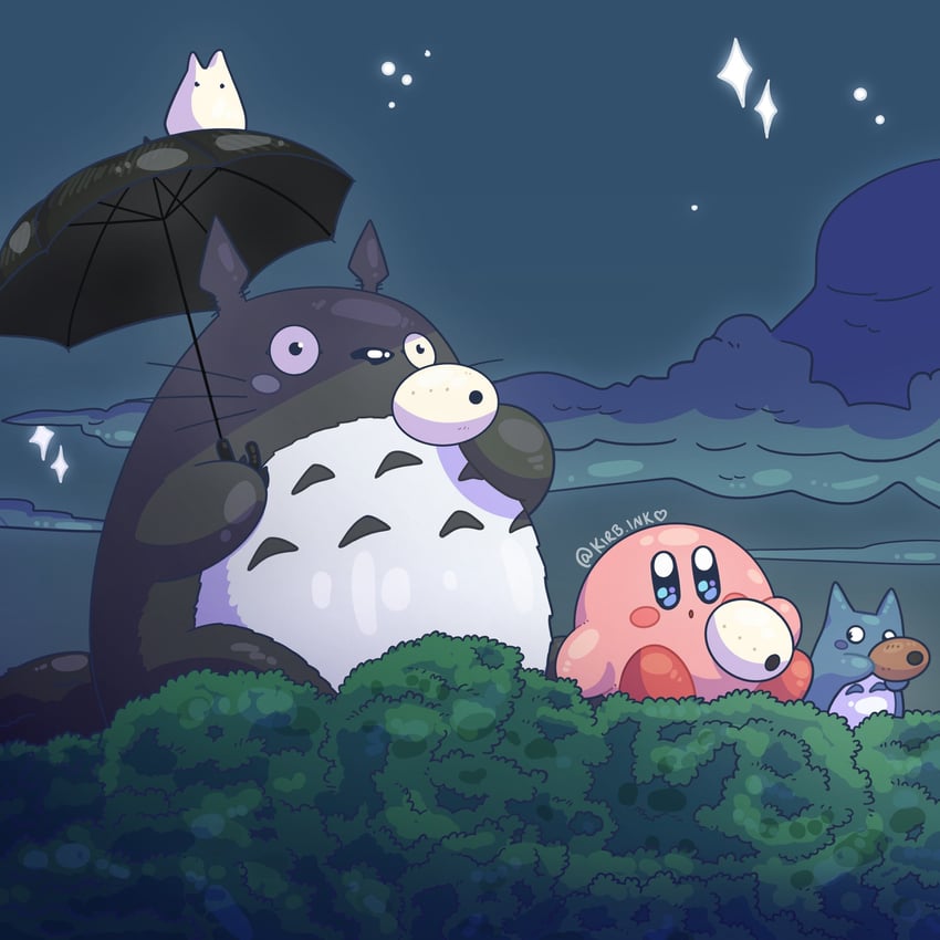 kirby and totoro (kirby and 1 more) drawn by aimaay