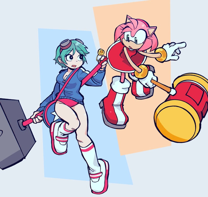 amy rose and ramona flowers (sonic and 1 more) drawn by blue_pepe
