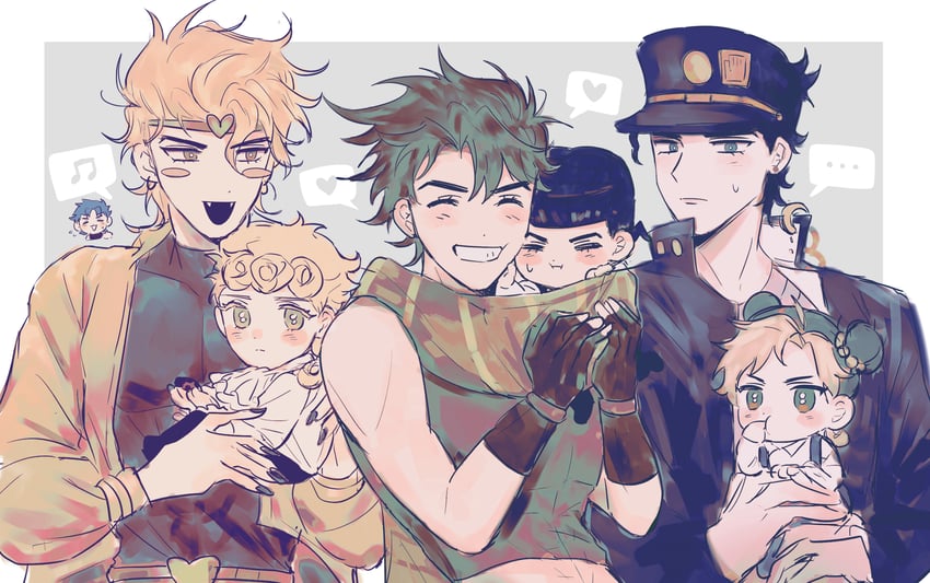 joseph joestar, kujo jotaro, dio brando, kujo jolyne, giorno giovanna, and 2 more (jojo no kimyou na bouken and 4 more) drawn by hyeon_0613