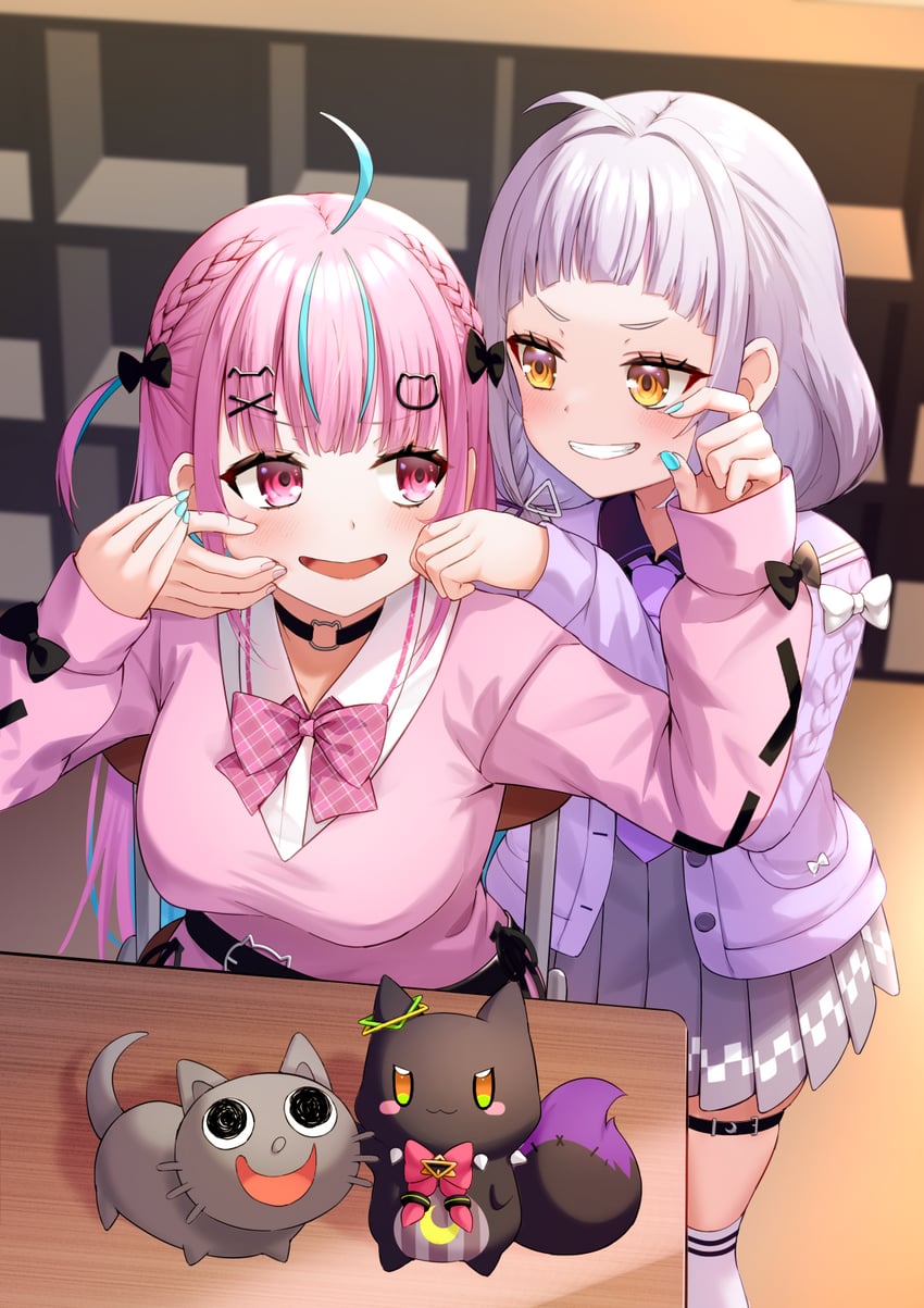 minato aqua, murasaki shion, neko, and shiokko (hololive) drawn by faubynet
