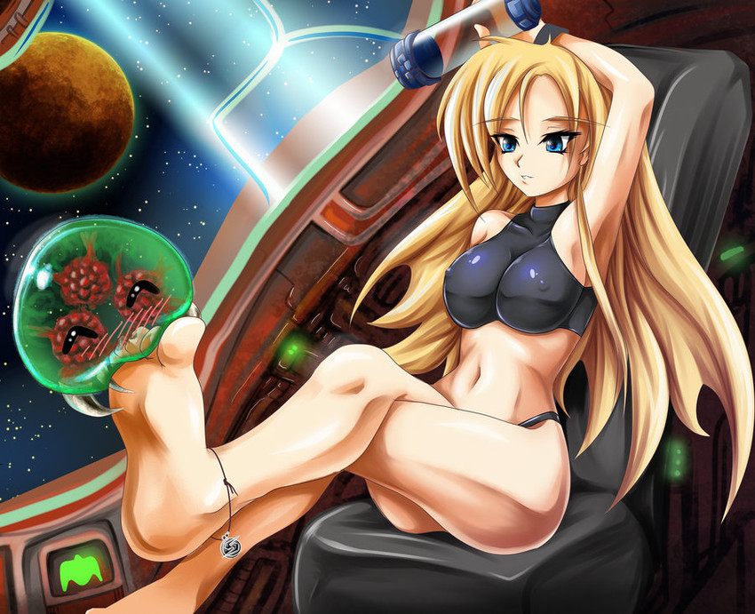 samus aran, metroid, and metroid larva (metroid and 1 more) drawn by cramous