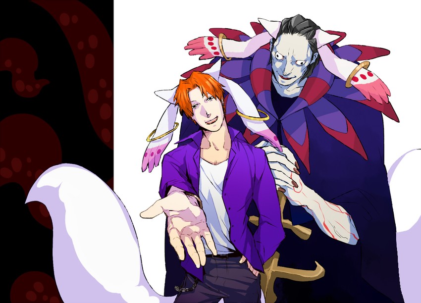 kyubey, gilles de rais, and uryuu ryuunosuke (fate and 2 more) drawn by maeba_(morbid+lovers)