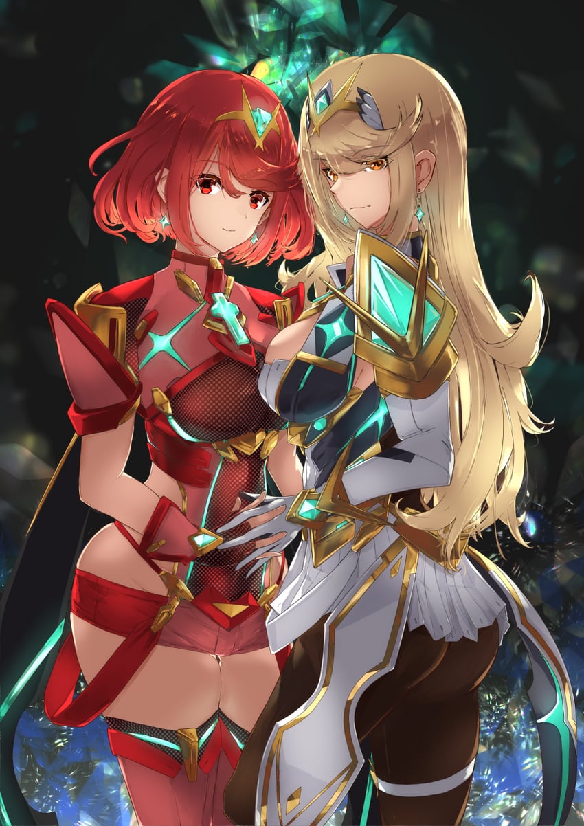 pyra and mythra (xenoblade chronicles and 2 more) drawn by omikuji_(6954)