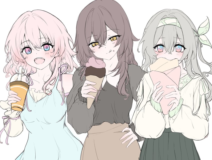 trailblazer, firefly, stelle, and march 7th (honkai and 1 more) drawn by shyaruru