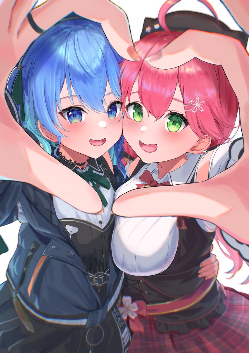 hoshimachi suisei and sakura miko (hololive) drawn by y'='y
