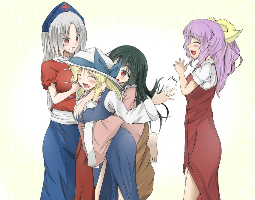 houraisan kaguya, yagokoro eirin, watatsuki no yorihime, and watatsuki no toyohime (touhou) drawn by shamisen_(syami_sen)