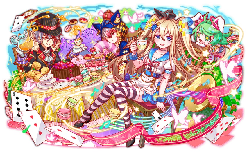 alice, white rabbit, cheshire cat, mad hatter, happy, and 2 more (alice's adventures in wonderland and 2 more)
