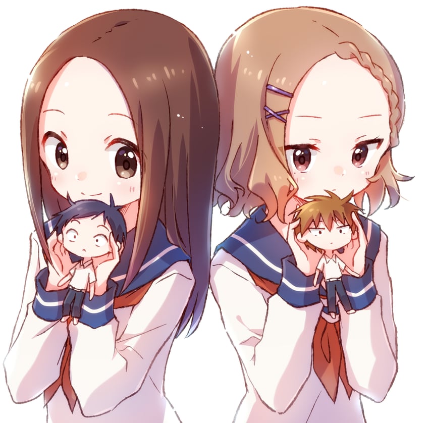 takagi-san, nishikata, houjou, and hamaguchi (karakai jouzu no takagi-san) drawn by nyaa_(nnekoron)