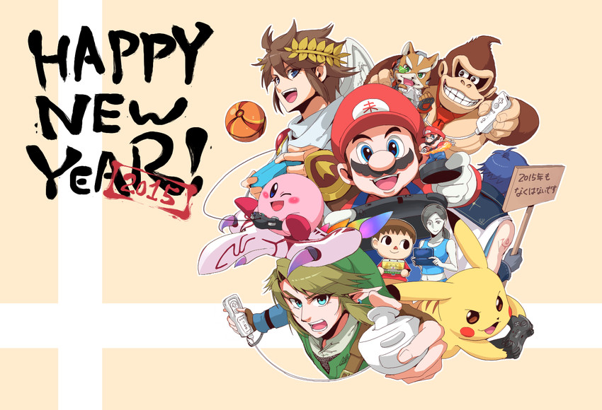 link, pikachu, kirby, samus aran, mario, and 6 more (pokemon and 13 more) drawn by jandara_rin