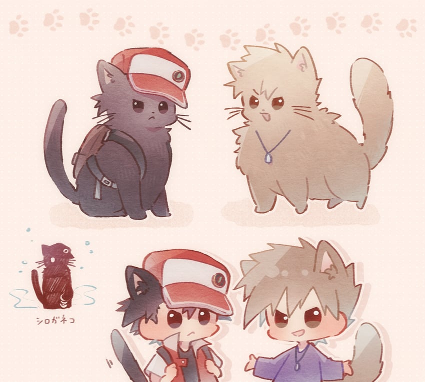red and blue oak (pokemon and 1 more) drawn by maccha_pamocute