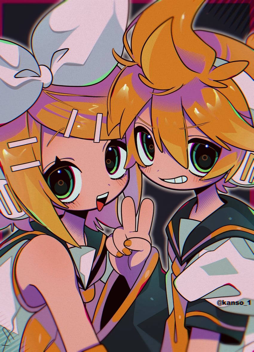 kagamine rin and kagamine len (vocaloid) drawn by kansou_(kanso_1)