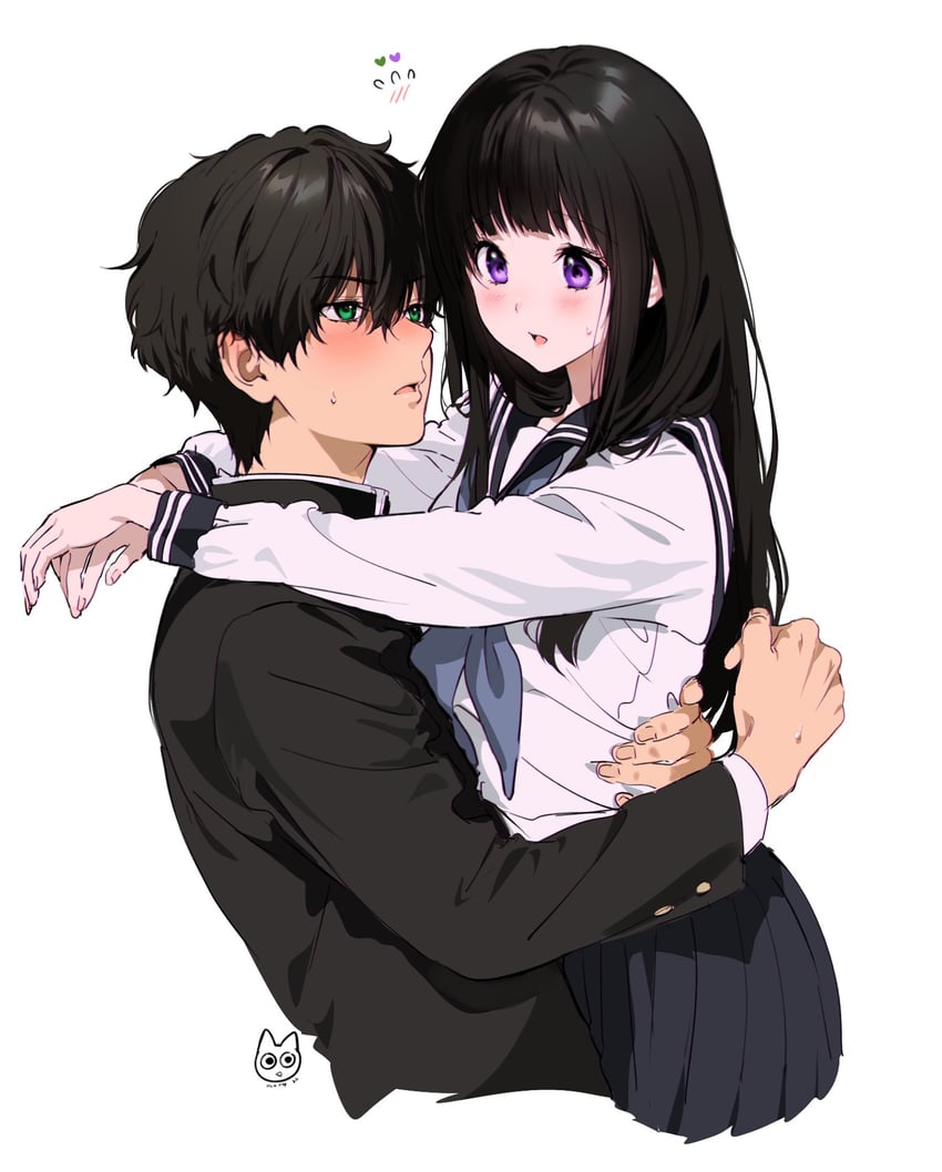 chitanda eru and oreki houtarou (hyouka) drawn by mery_(yangmalgage)