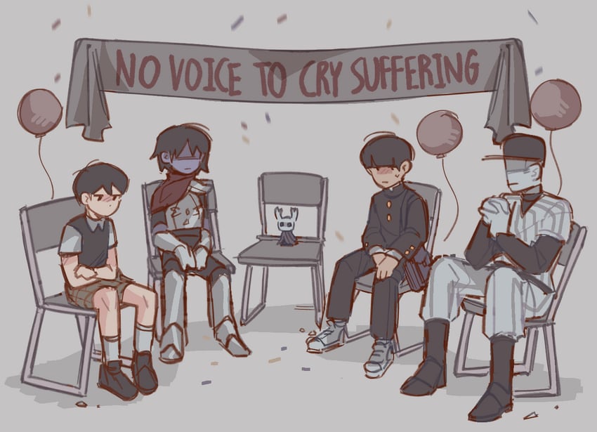 sunny, kageyama shigeo, kris, knight, and the batter (omori and 4 more) drawn by mp100days