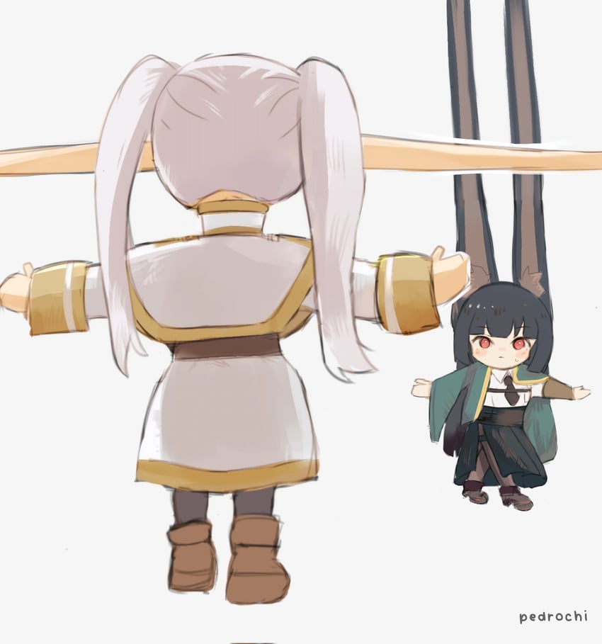 frieren and hoshimi miyabi (zenless zone zero and 1 more) drawn by pedrochi