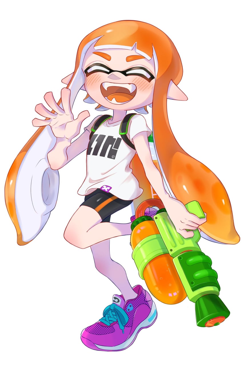inkling player character, inkling girl, and kaori (splatoon and 1 more) drawn by pntstroki