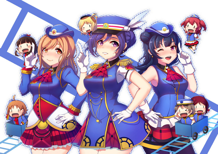 watanabe you, tsushima yoshiko, sakurauchi riko, takami chika, matsuura kanan, and 4 more (love live! and 1 more) drawn by vococo