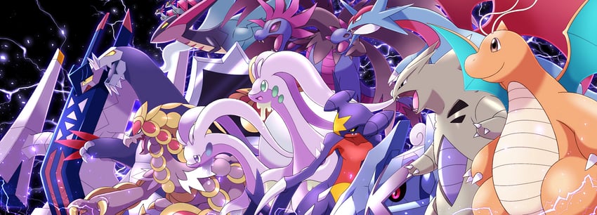 garchomp, dragonite, dreepy, dragapult, metagross, and 8 more (pokemon) drawn by maiko_(mimi)