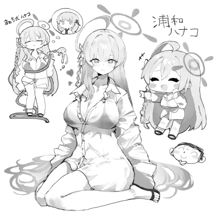 sensei, doodle sensei, hanako, and eimi (blue archive) drawn by kotatu_(akaki01aoki00)