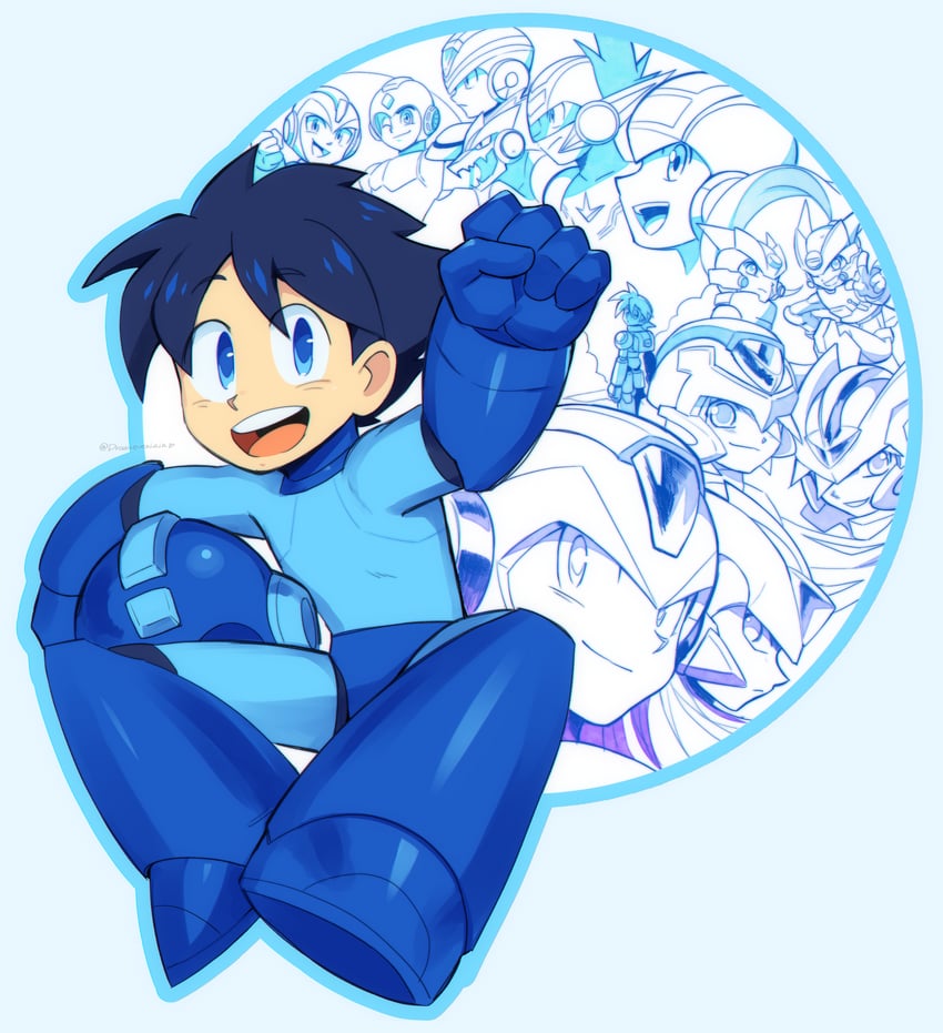 zero, x, mega man, zero(z), megaman.exe, and 3 more (mega man and 5 more) drawn by drawloverlala