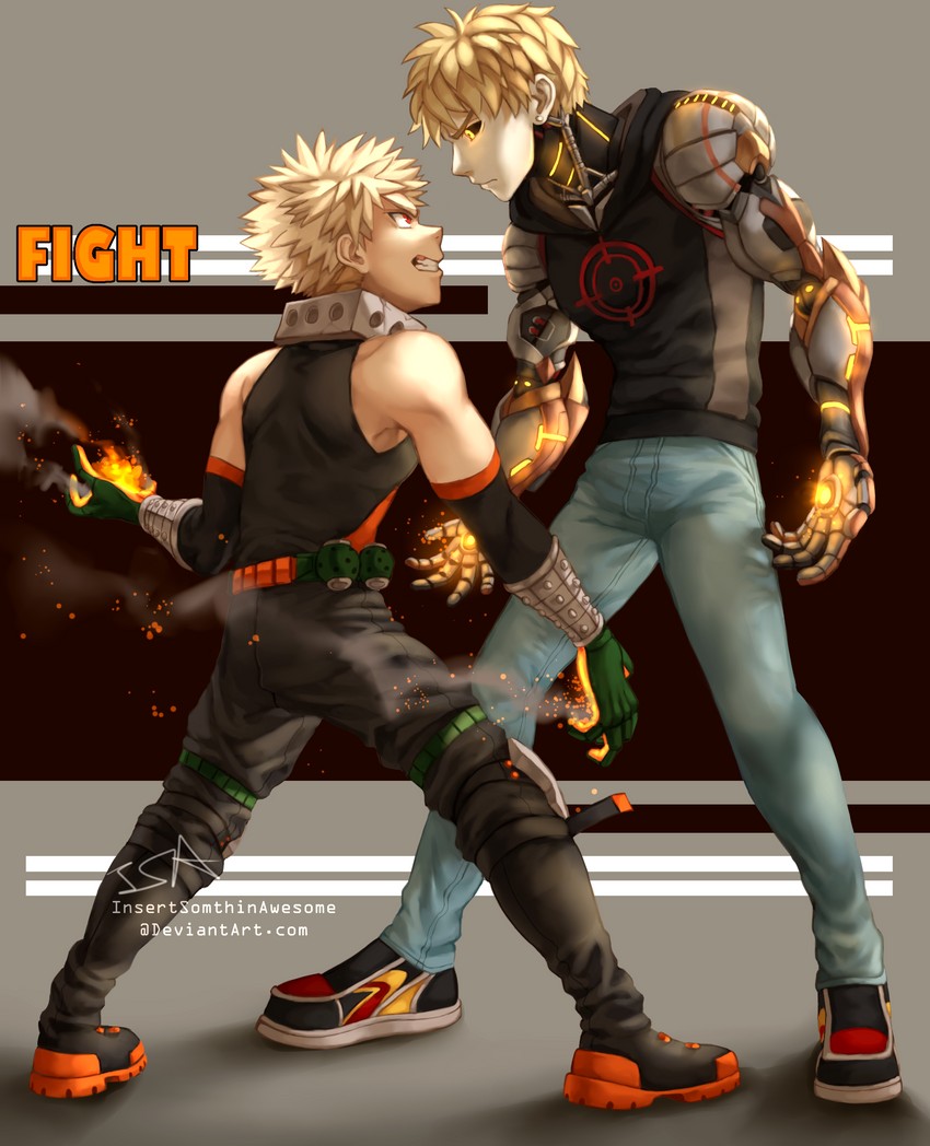 bakugou katsuki and genos (boku no hero academia and 1 more) drawn by insertsomthinawesome