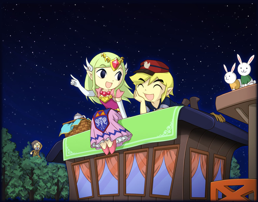 link, princess zelda, toon link, and toon zelda (the legend of zelda and 1 more) drawn by susutake_(pixiv)