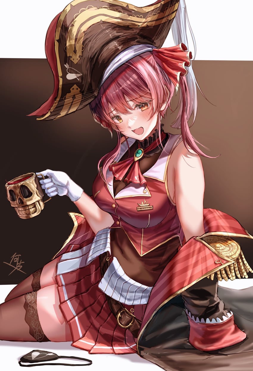 houshou marine and dokuro-kun (hololive) drawn by donata_(donatasama)