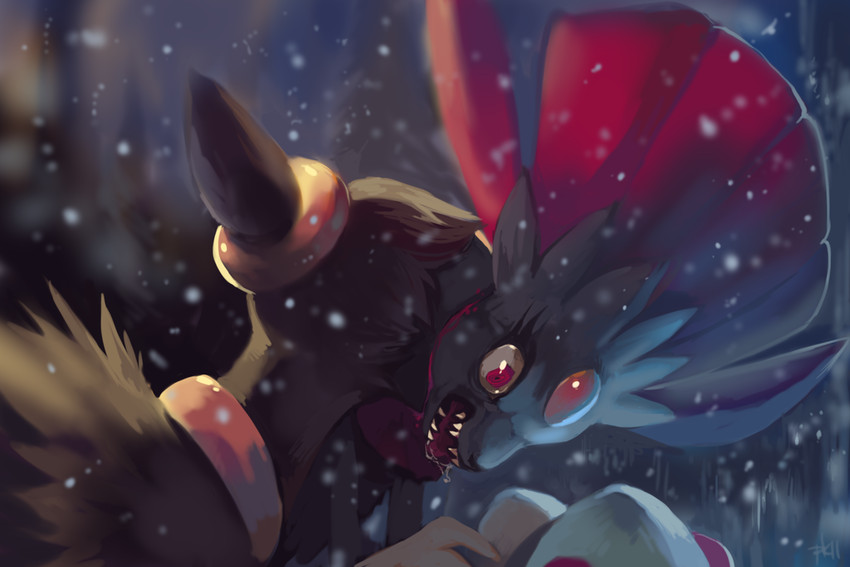 weavile and deino (pokemon and 1 more) drawn by glitchedpuppet