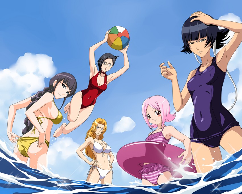 matsumoto rangiku, sui-feng, kurotsuchi nemu, kusajishi yachiru, and ise nanao (bleach) drawn by guu@madao_nuno