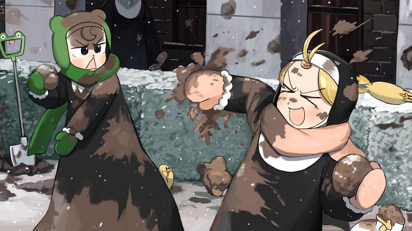 clumsy nun, froggy nun, and star nun (little nuns) drawn by diva_(hyxpk)