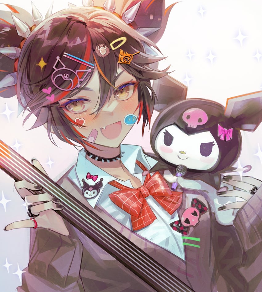 kuromi and xinyan (genshin impact and 2 more) drawn by syandega