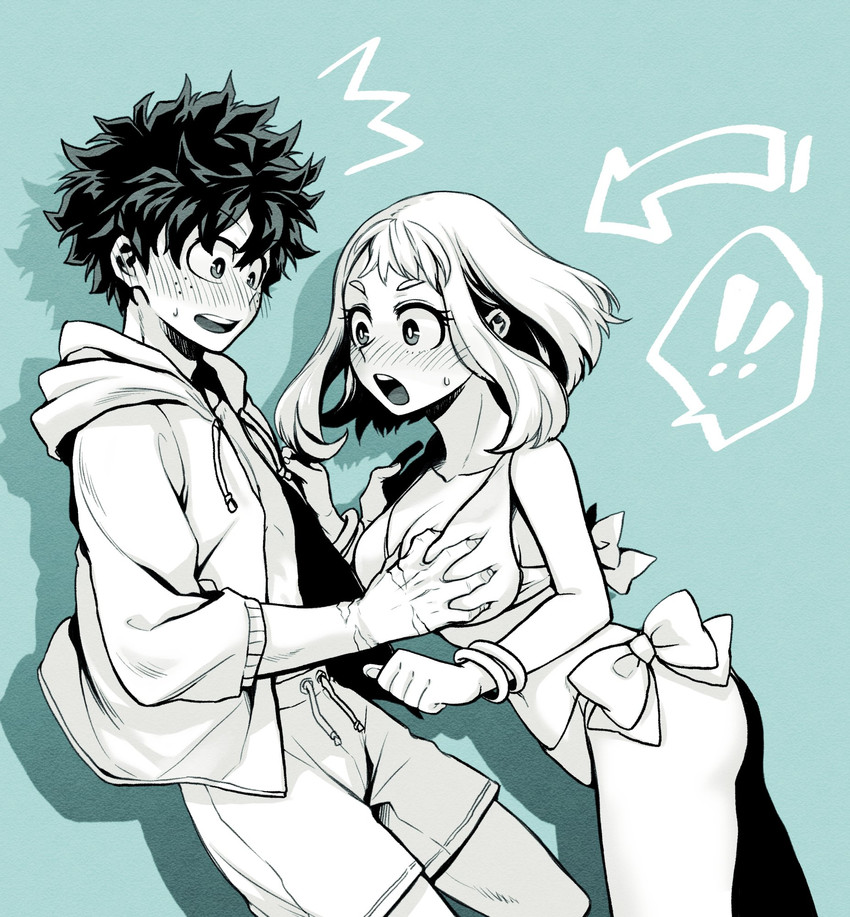 midoriya izuku and uraraka ochaco (boku no hero academia) drawn by dashlix