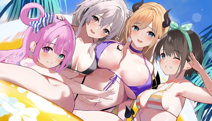 oozora subaru, shishiro botan, yuzuki choco, and himemori luna (hololive) drawn by niii_(memstapak)