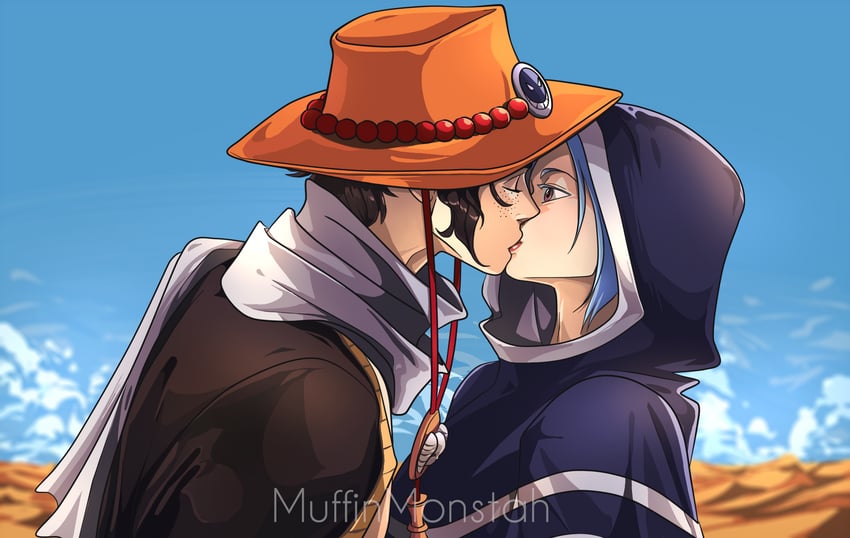 portgas d. ace and nefertari vivi (one piece) drawn by muffinmonstah