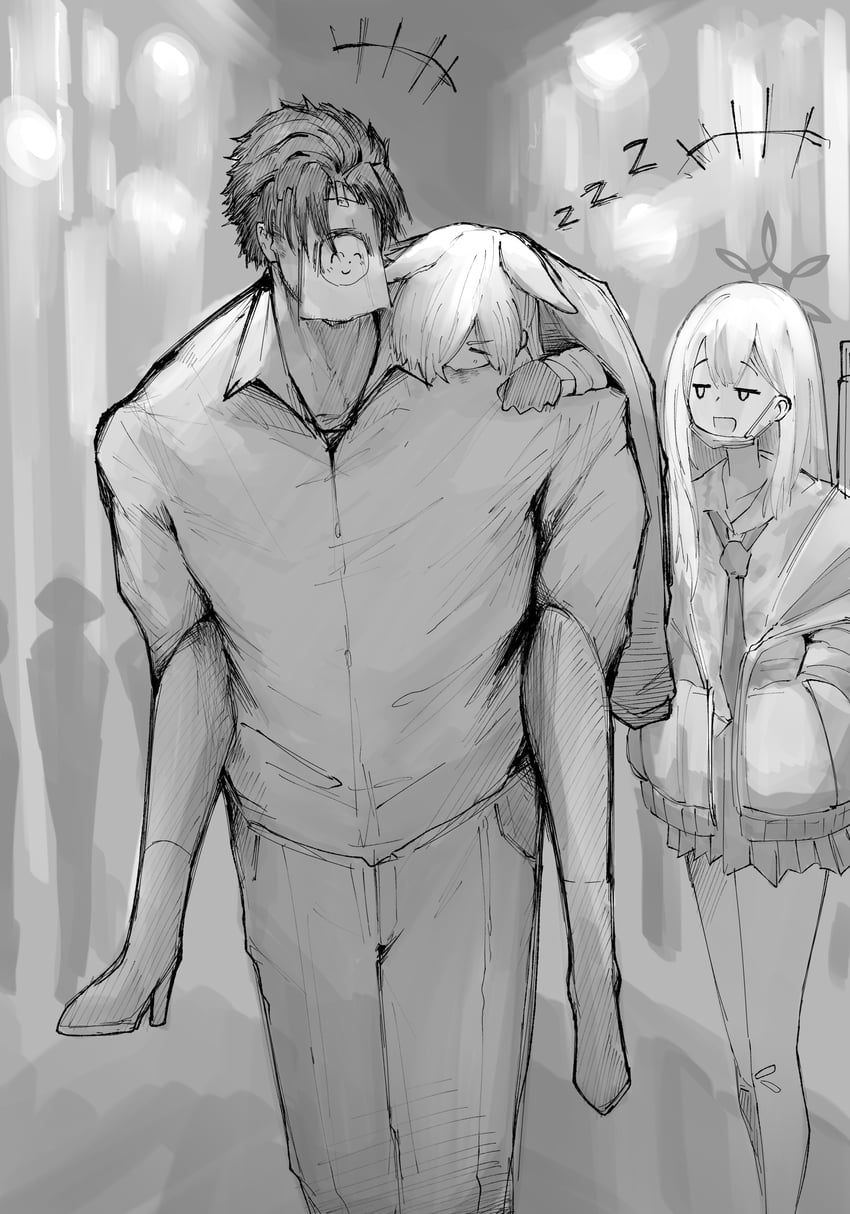 sensei, doodle sensei, kanna, konoka, and android (blue archive) drawn by tehau_(sup_calon)