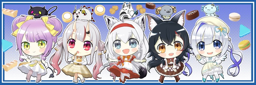 shirakami fubuki, tokoyami towa, ookami mio, amane kanata, nakiri ayame, and 6 more (hololive and 2 more) drawn by briareos