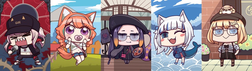 gawr gura, mori calliope, ninomae ina'nis, takanashi kiara, watson amelia, and 3 more (hololive and 1 more) drawn by porko
