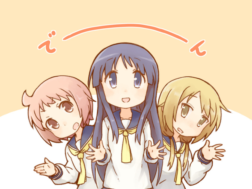 ichii yui, hinata yukari, and nonohara yuzuko (yuyushiki) drawn by aki_inu